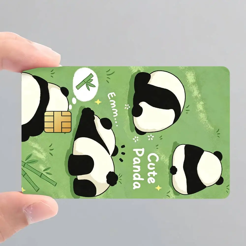 Kawaii Panda Cartoon Card Stickers for Bank Access Protective Waterproof Film Cover Sticker Surprise Gift