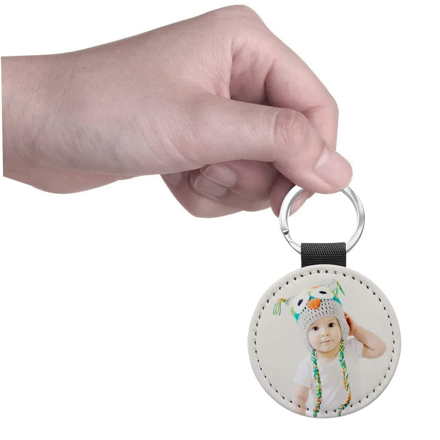 C9-10 Pack Sublimation Blanks Keychain Glitter PU Leather Keychain DIY Heat Transfer Keyring