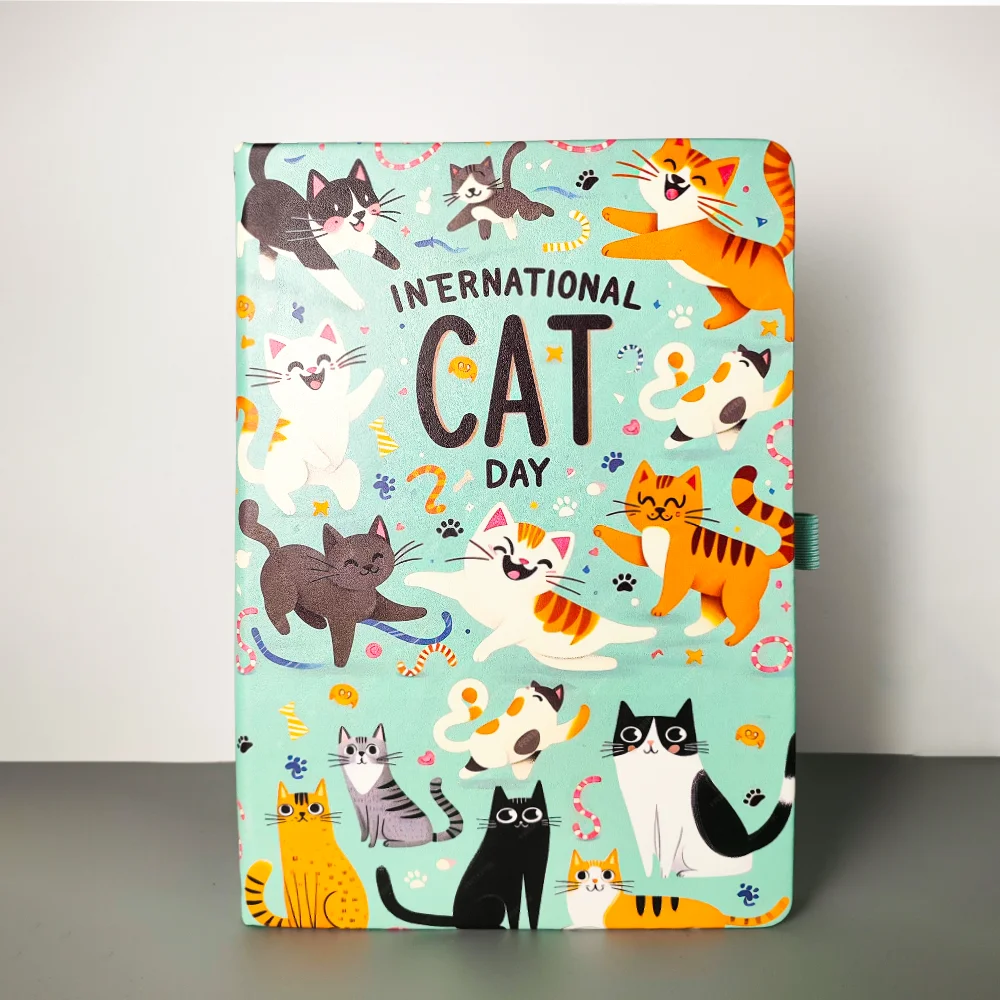 Dotted notebook A5 journal Pet cartoon books PU hardcover diary notepad Creative trend planner Dot Grid Notebooks Cat bullet