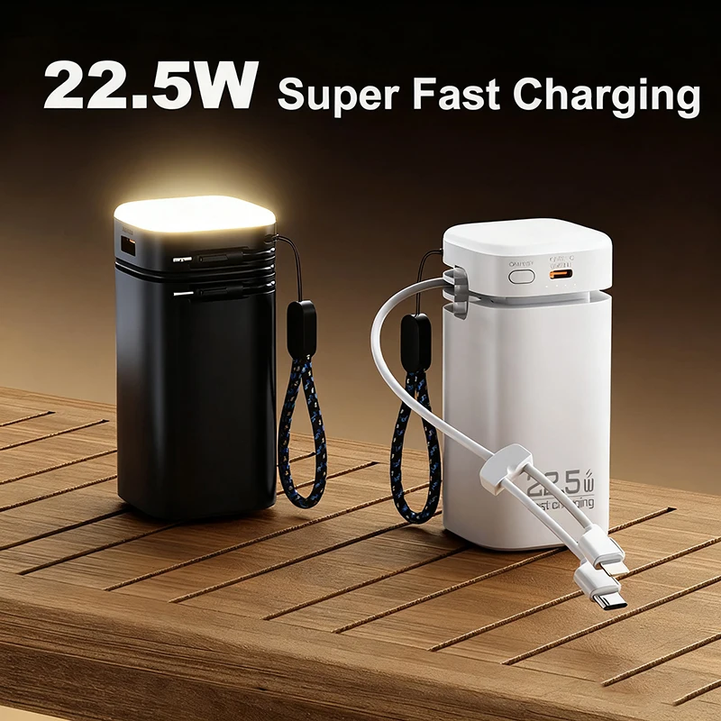 

Power Bank 20000mAh 22.5W QC PD 3.0 Fast Charging Powerbank Built in Cable Portable Charger for iPhone 16 Samsung Huawei Xiaomi