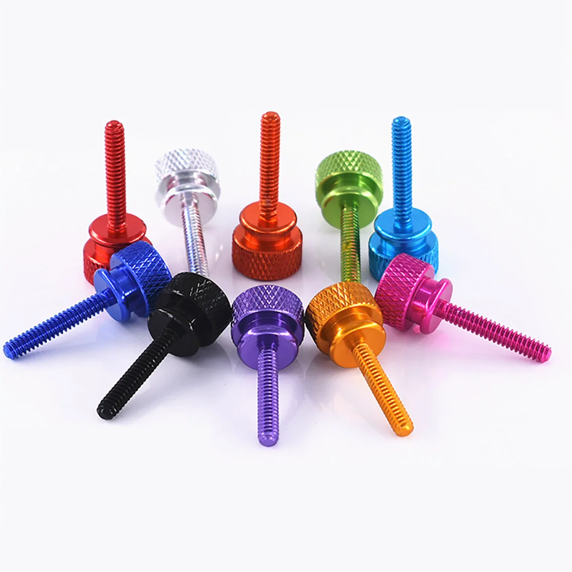 UNC 6#-32*20mm Colourful Thumb Screw Aluminum Alloy Flat Head Knurled Hand Tighten Bolts Computer Case DIY Parts