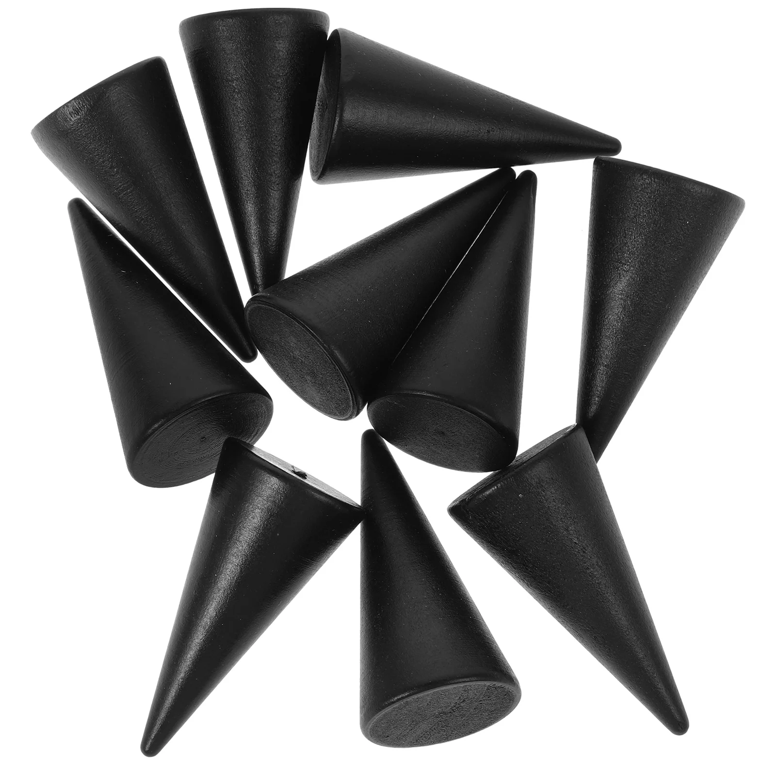 

10pcs 2.5X5Cm Diy Cone Unpainted Wooden Craft Accessory Organizer Display Stand For Jewelry Ring Retail Shop