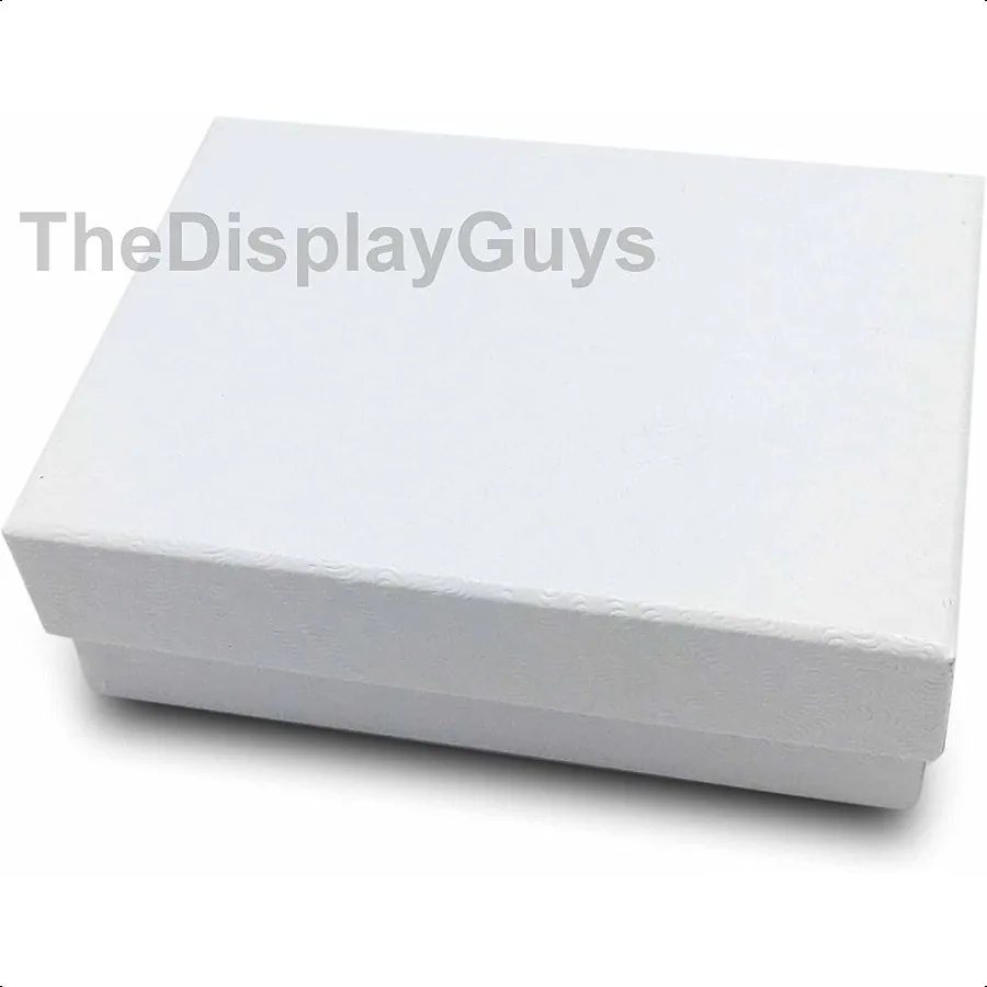 TheDisplayGuys 100個入り 32個のコットン入り段ボール製ジュエリーボックス ギフトケース ホワイトスワール 3.3 x 2.3 x 1.0インチ 郵送または保管用