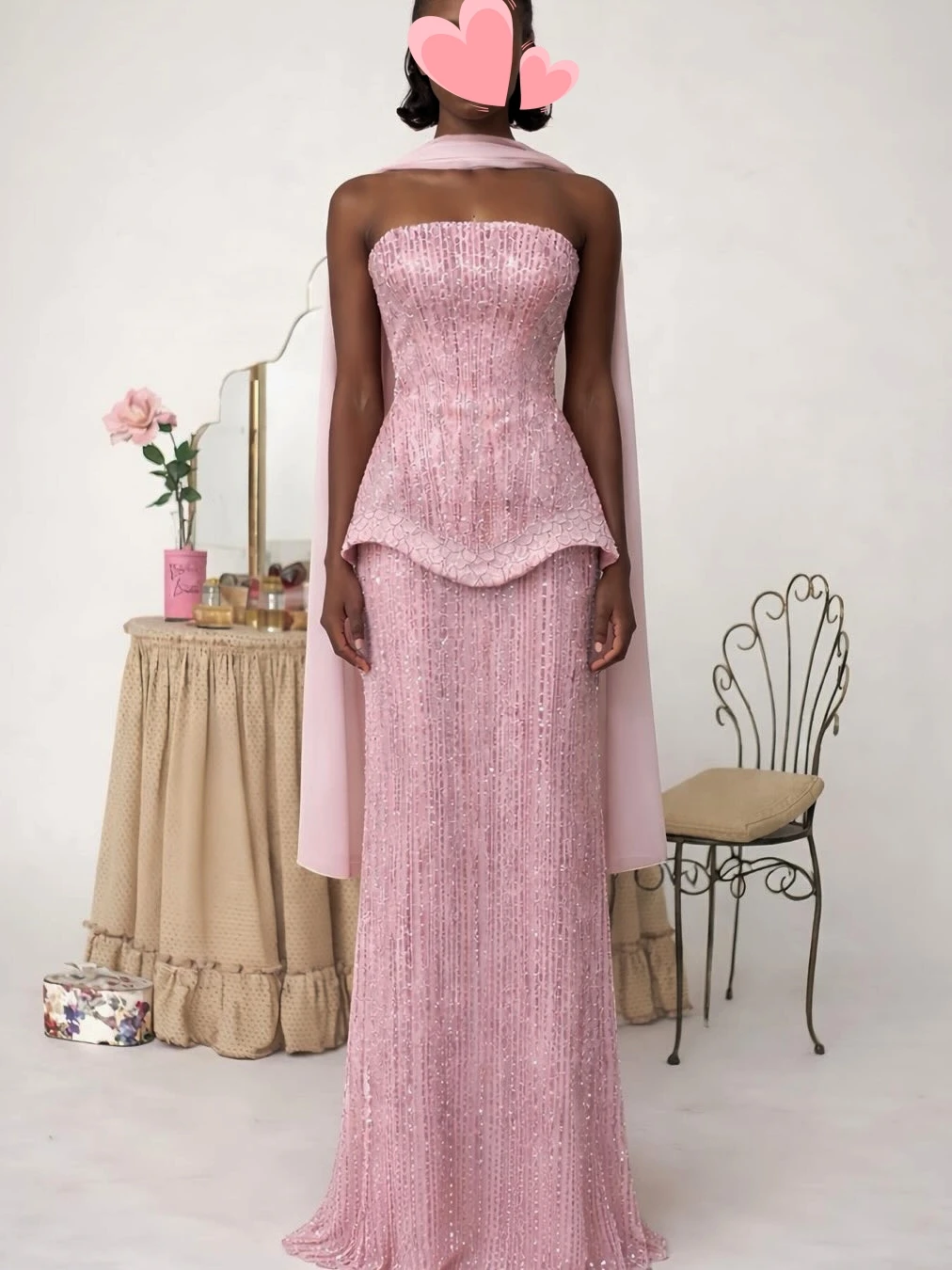 

Oisslec Prom Dress Elegant Vintage Sweet Pink Mermaid Beads Lace New Customized Formal Occasion Prom Dress Evening Party Gowns