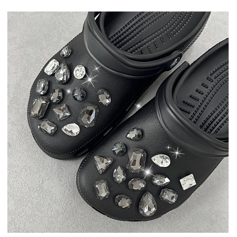 26-teiliges Modisches Schuh-Charms-Set Zubehör für Sandalen Schuhschnalle Hochwertige Schwarze Kristall-Strass DIY Schuhdekorationen – Detail 6