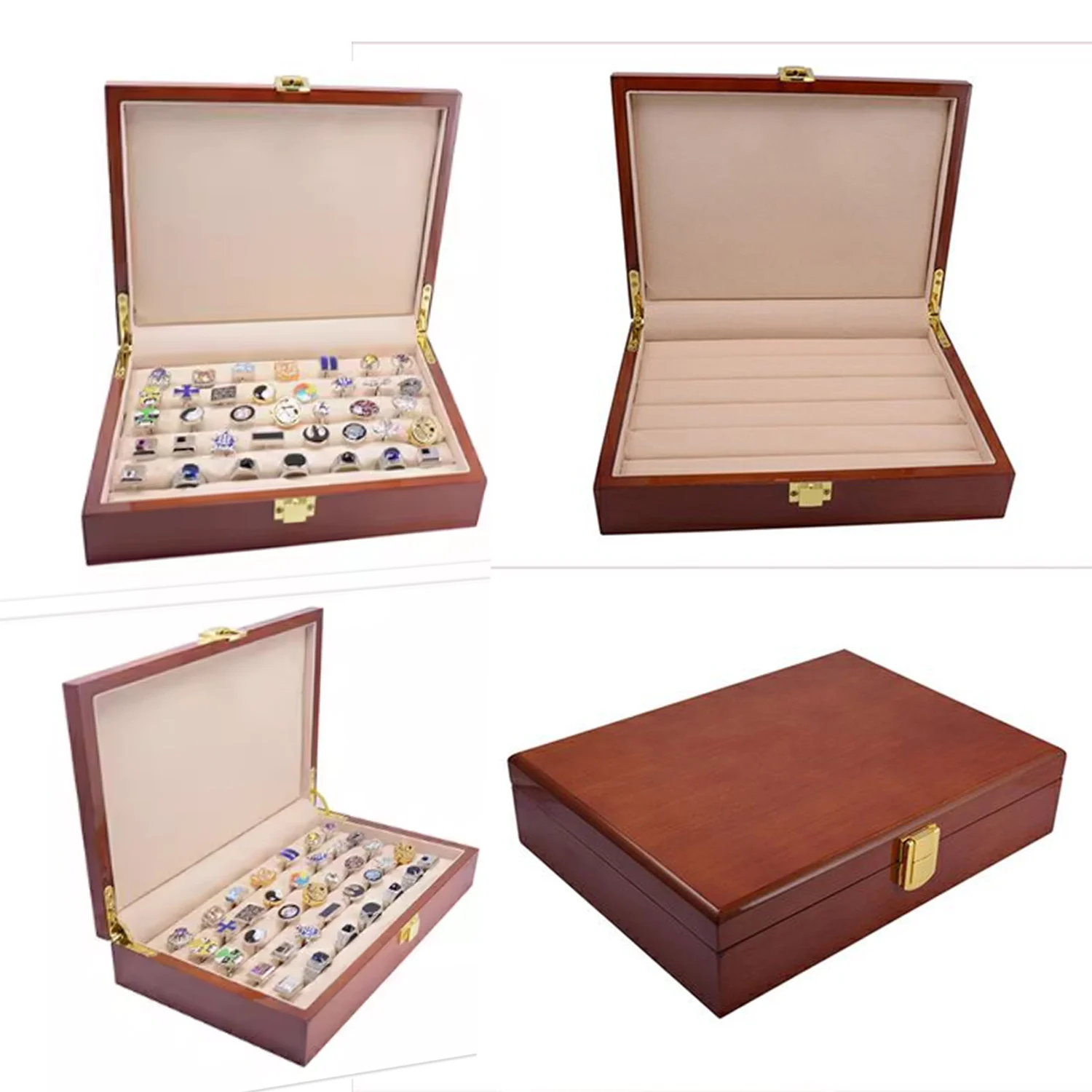 

1pcs Jewellery Organiser Painted Wooden Storage Box for Ring Cufflinks Earring Display Gift Large Capacity