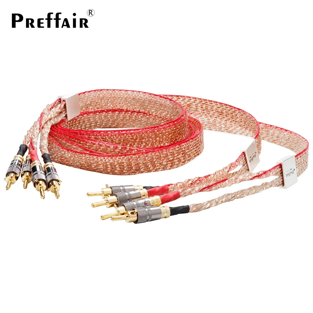 Preffair L323 Audiophile Flat Speaker Cable - Premium 5N OCC Copper, High-End Home Theater Compatibility with BA1457 Banana Plug