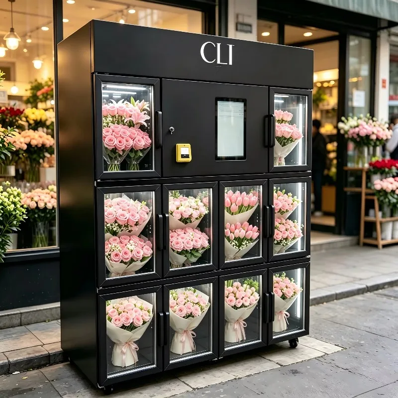 Customize 10 Unmanned Flower Vending Machines with Card Payment CE Certification SDK 1 Year Warranty Compressor Cooling