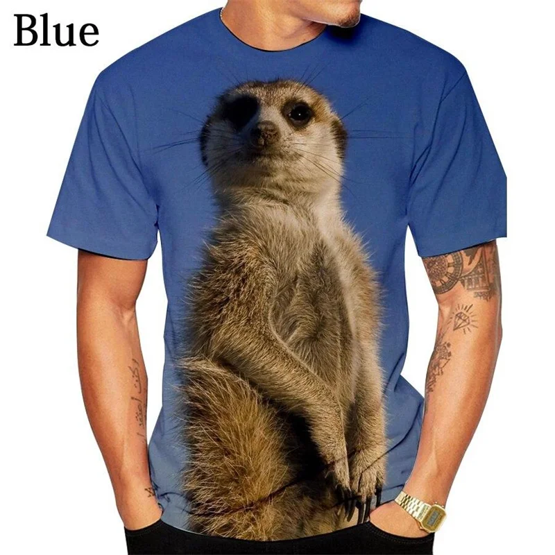 3D Meerkat Suricate Print T Shirts Men O Neck T-shirt Womens Clothing Fashion Streetwear Funny Cute Kids Tee Shirts Short Sleeve