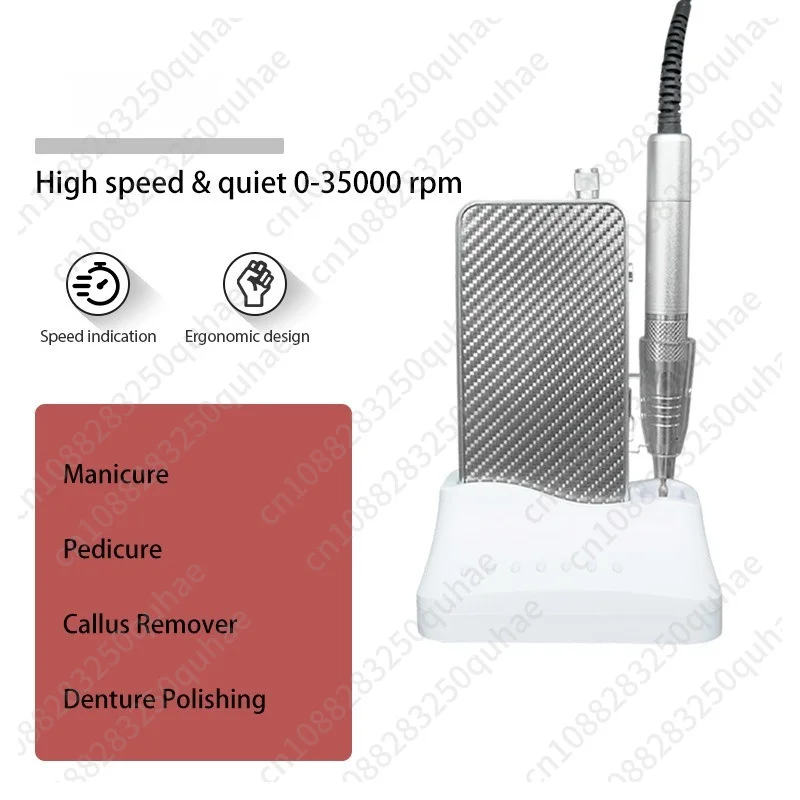 Portable Rechargeable Nail Drill Pen, Brushless Motor, 35000RPM Silent Nail Art Machine for Salon & Home
