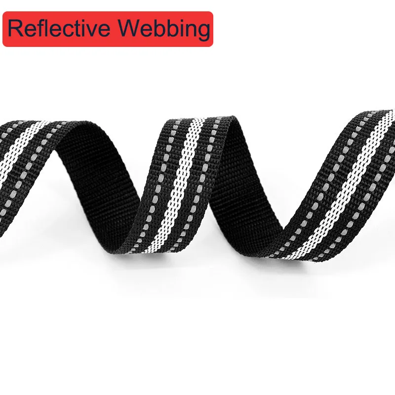 

50 Yards New Polyester Reflective Webbing 1 inch/25mm Bag Belt Knapsack Strap Pet Collar Handmade Outdoor Accessories