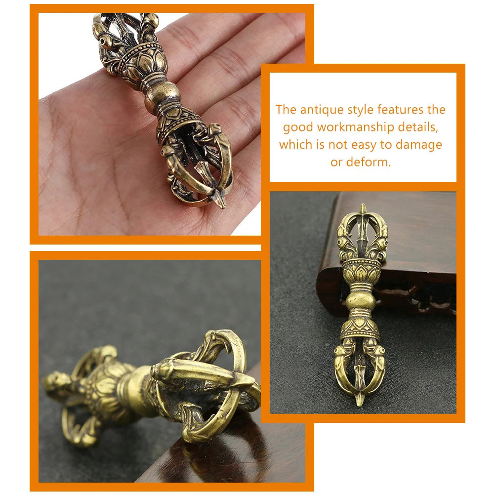 

2Pcs Brass Vajra Pestle Antiques Small Delicate Desktop Ornament Tibetan Buddhism Pestle Decor Home Office Decoration