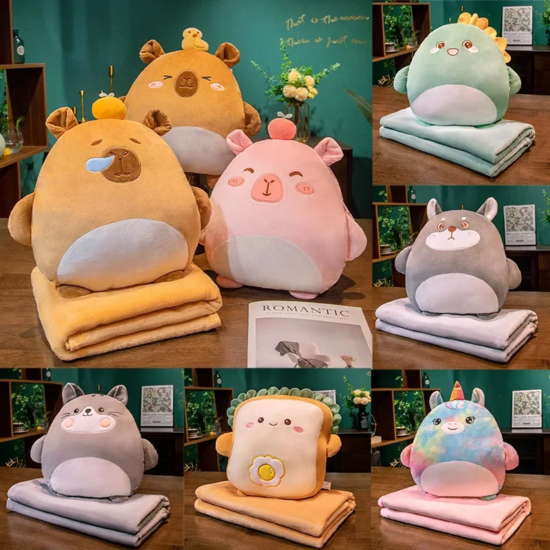 

2-in-1 Plush Pillow Flange Plush Blanket,Cartoon Warm Hand Doll Office Nap Leg Cover Artifact Soft Comfortable Storage Design