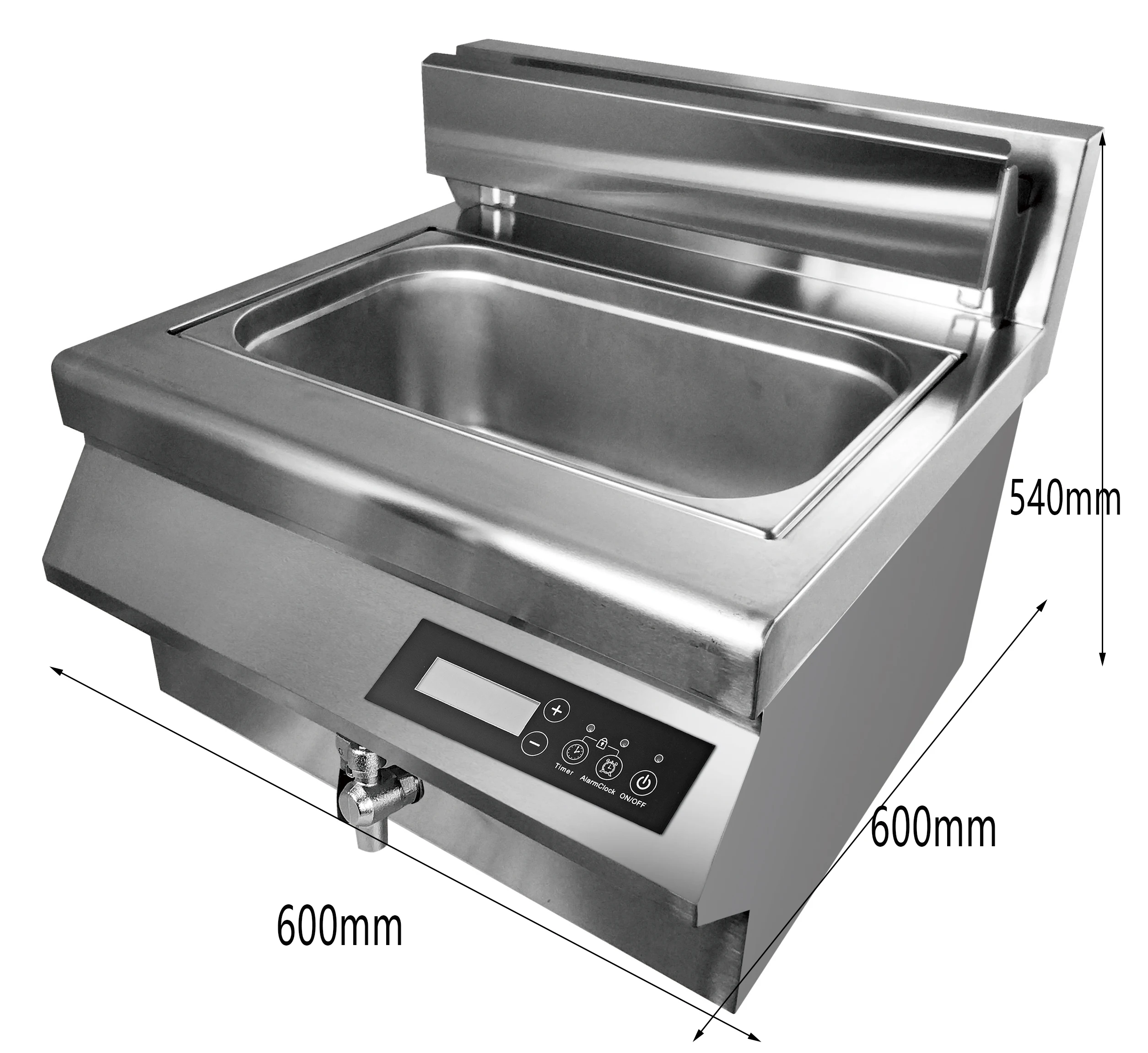 Fritadeira elétrica de indução de grande capacidade 35L Controle de toque com válvula de drenagem de óleo Queimador único para frango frito Crispier