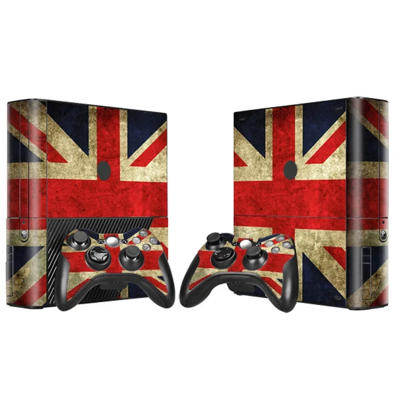 UK USA Flags New design sticker Vinyl Skin Sticker For Xbox 360 E Console + 2 pcs Controllers Skin Sticker