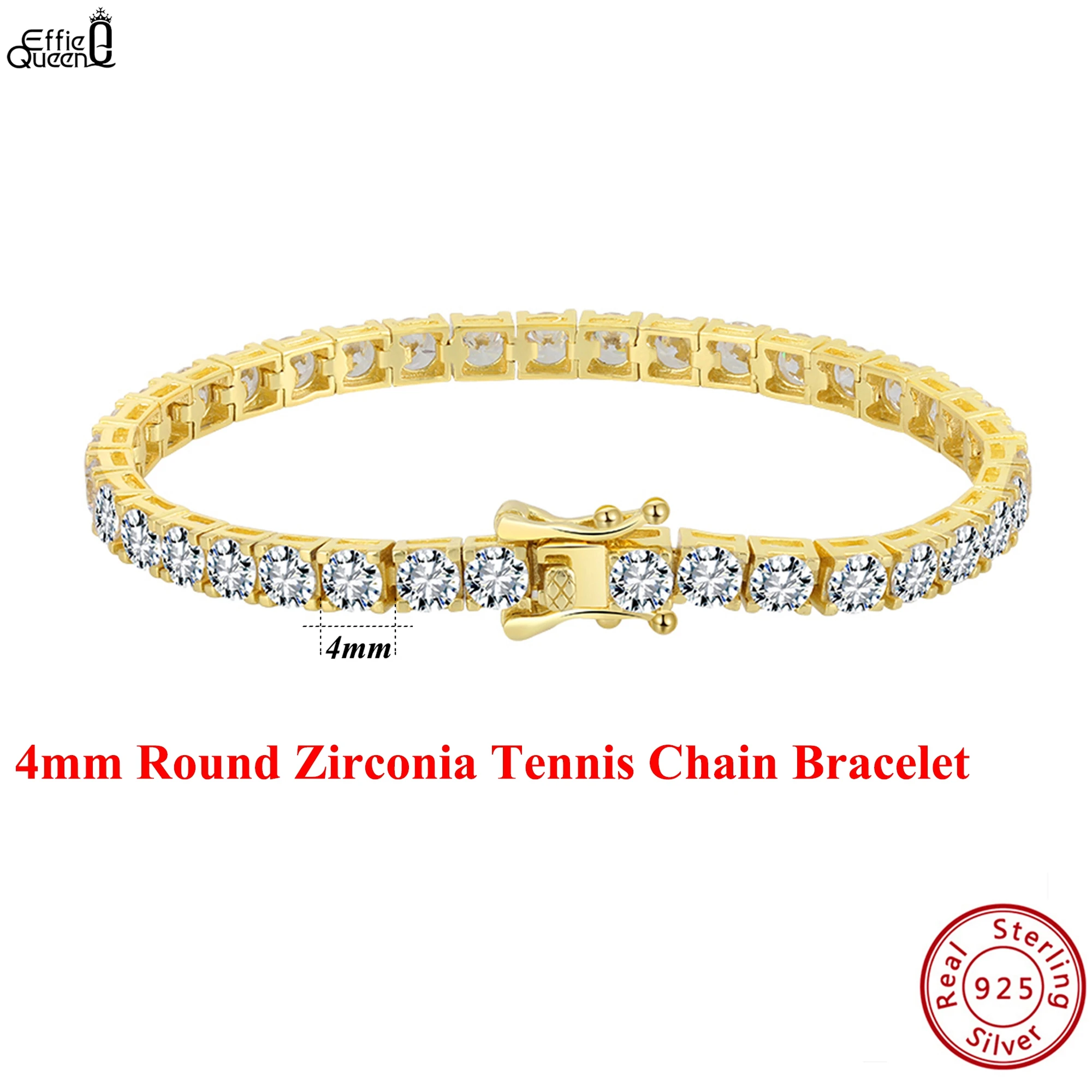 

EFFIE QUEEN EFFIE QUEEN 925 Sterling Silver Tennis Bracelet, 14K Gold-Plated with 4A Oval Cubic Zirconia, Anniversary Gift SB204
