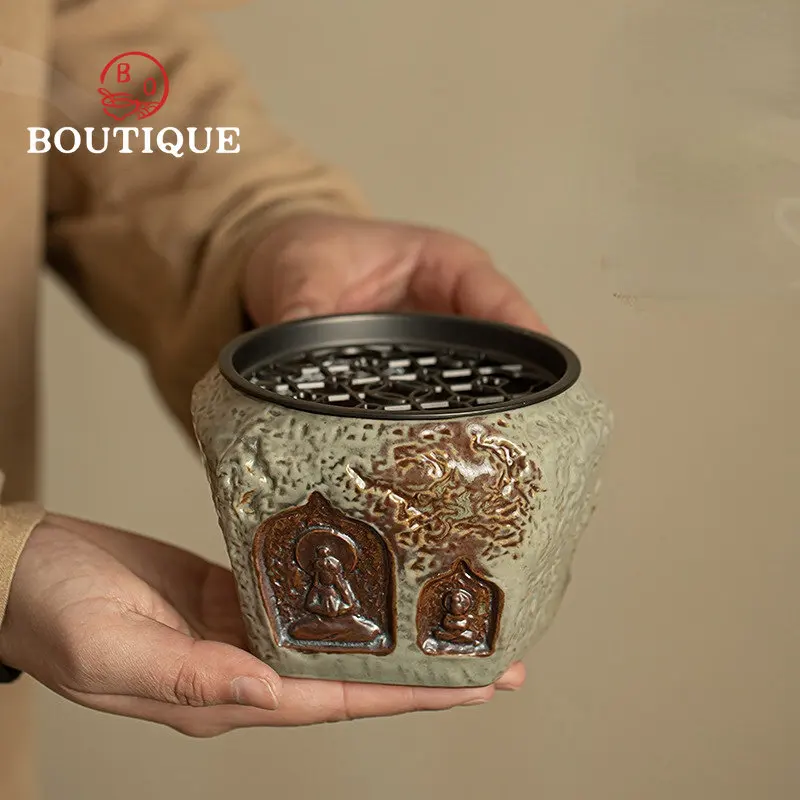 

Dunhuang Kiln Change Dry Zen Jianshui Coarse Pottery Retro Tea Residue Utensil Ceramics Kungfu Tea Set Tea Washing Cup Camping