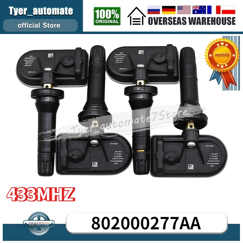 

4PCS Tire Pressure Sensor 802000277AA 433MHZ TPMS For Chery Fulwin T6 OMODA 5 explore 06 Tiggo 5X EXEED LX C-DM LUXEED S7