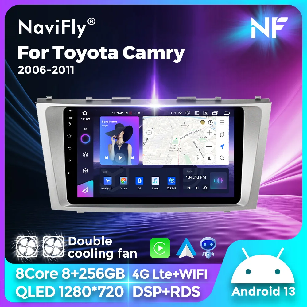 

NaviFly Android Auto Wireless CarPlay For Toyota Camry 7 XV 40 50 2006-2011 Car Radio Stereo BT Navigation GPS Multimedia Player