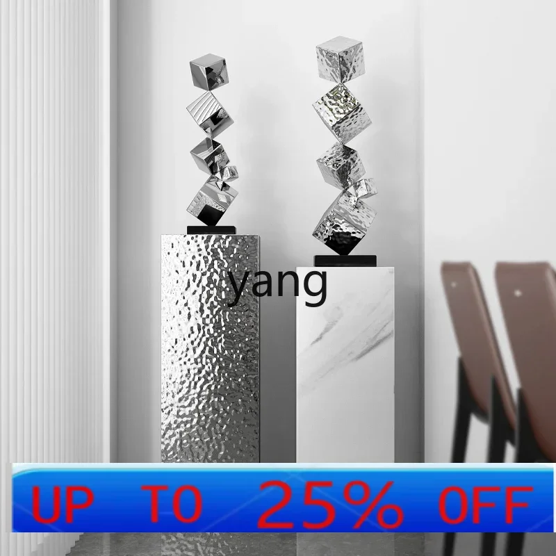 

cX Modern Simple Geometric Stainless Steel Sculpture Artwork Light Luxury Tabletop Ornament