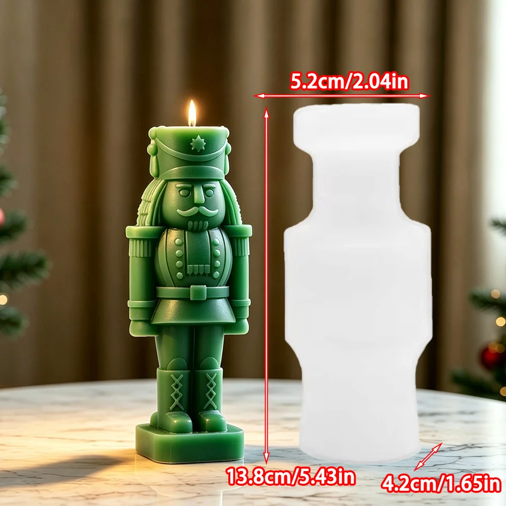 Nutcracker Soldier Silicone Candle Mold Christmas Fat Soldier Shape Plaster Clay Tools Christmas Gifts for Friends and Family
