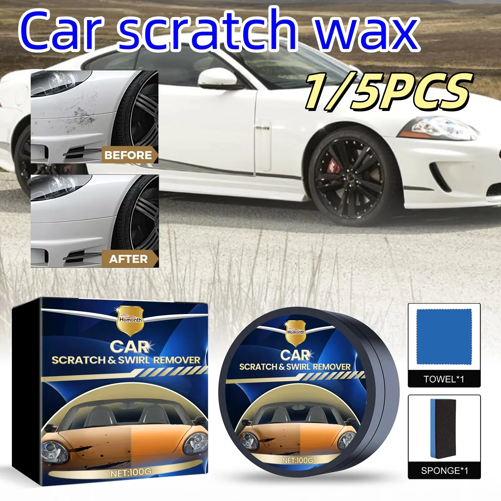 Homonth Car Scratch Wax Multi-functional Car Paint Scratch Scratch Repair Clean Stains Polishing Maintenance Refurbished Car Wax