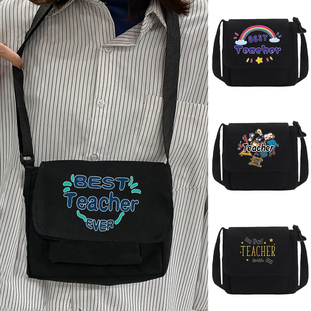 Diagonal Cross Bag Women Casual Wild Canvas Messenger Bags Simple Youth Shoulder Crossbody Case Teacher Print Handbag Organizer