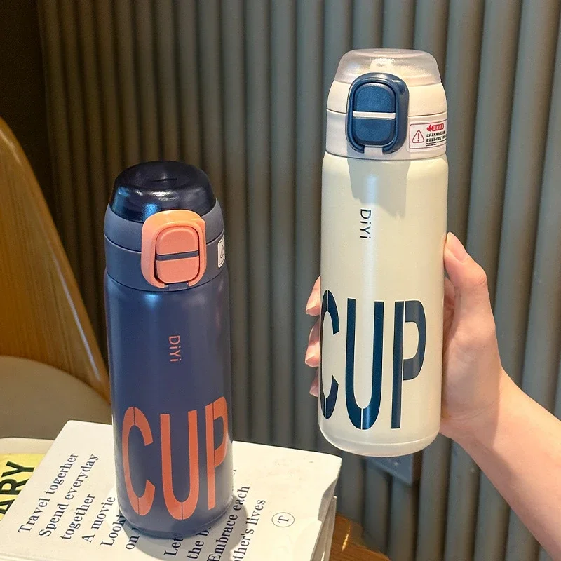 500ml 316 Stainless Steel Insulated Bottle Bouncing Cup Large Capacity Portable Sports Water Cup Student Gift Water Bottle