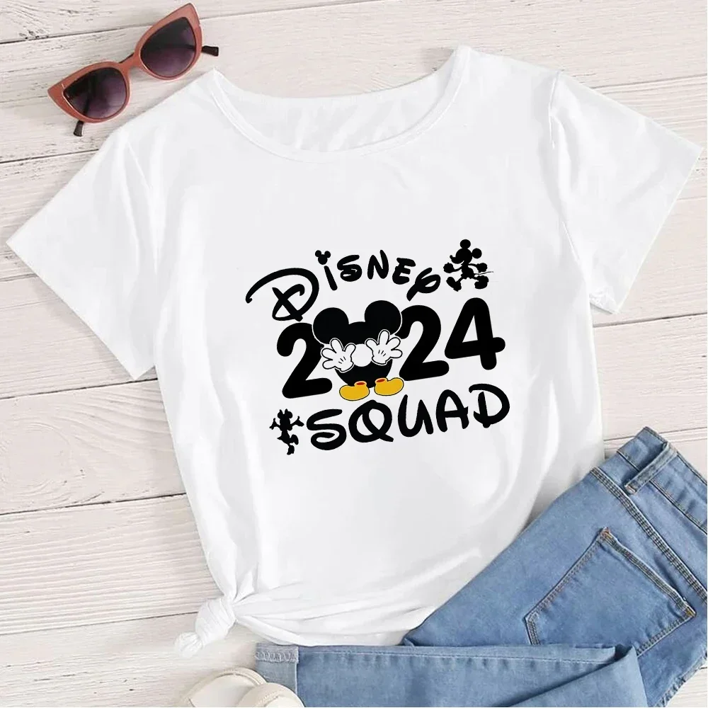 Minnie T-shirt 2024 Family Trip Clothes for Mother Kids Short Sleeve Summer New Harajuku Fashion Vacay Mode Women Tops