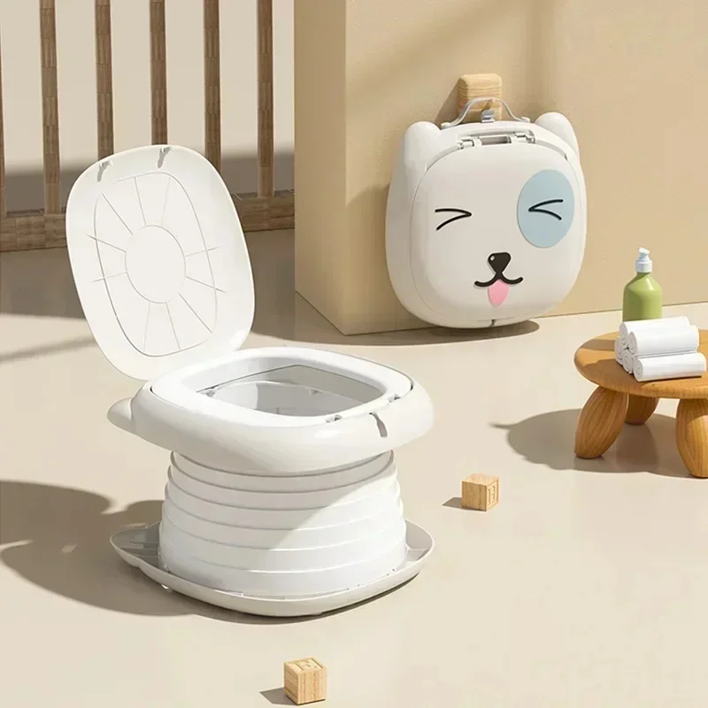 Leakproof Foldable Kids Travel Potty Urinal, Portable Baby Training Toilet for Car Trips & Outdoor Camping Activities