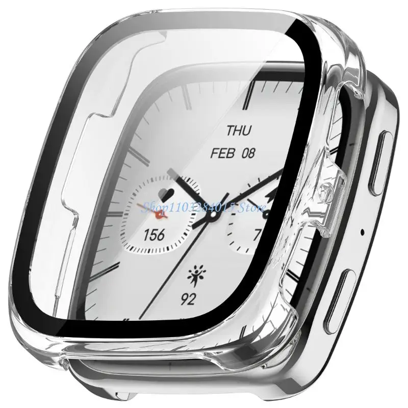 R6FF Smartwatch Cover Shell Case with Tempered Glass Screen Film for Active 2 Square