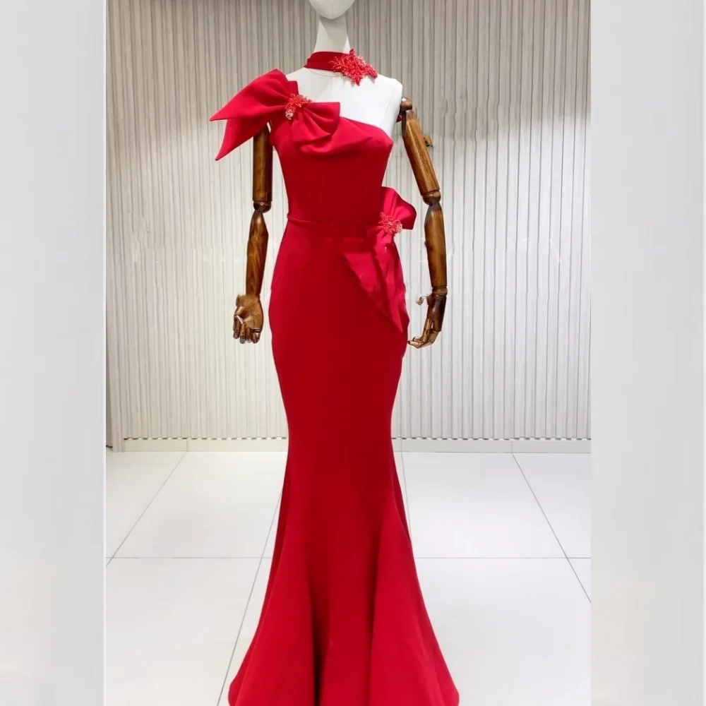 Jiayigong  Sexy Casual   Jersey Bow Draped Cocktail Party Mermaid One-shoulder Bespoke Occasion Gown Long Dresses