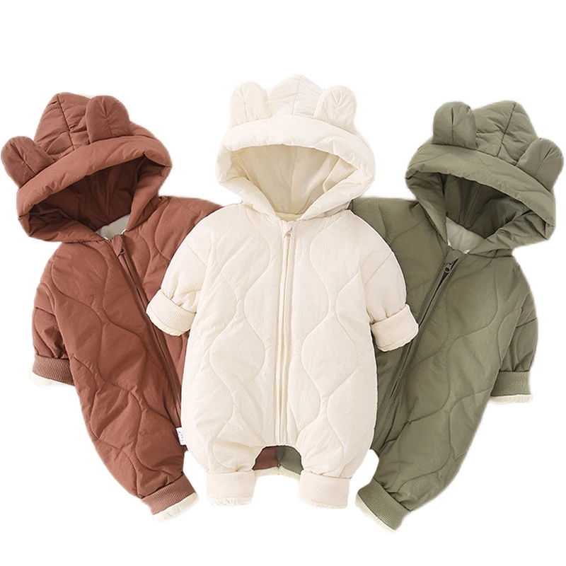 Newborn Girl Jumpsuit Hooded Winter Infant Overalls Baby Born Clothes Boy Warm Snowsuit Coat Kids Bear Romper Toddler Outerwear