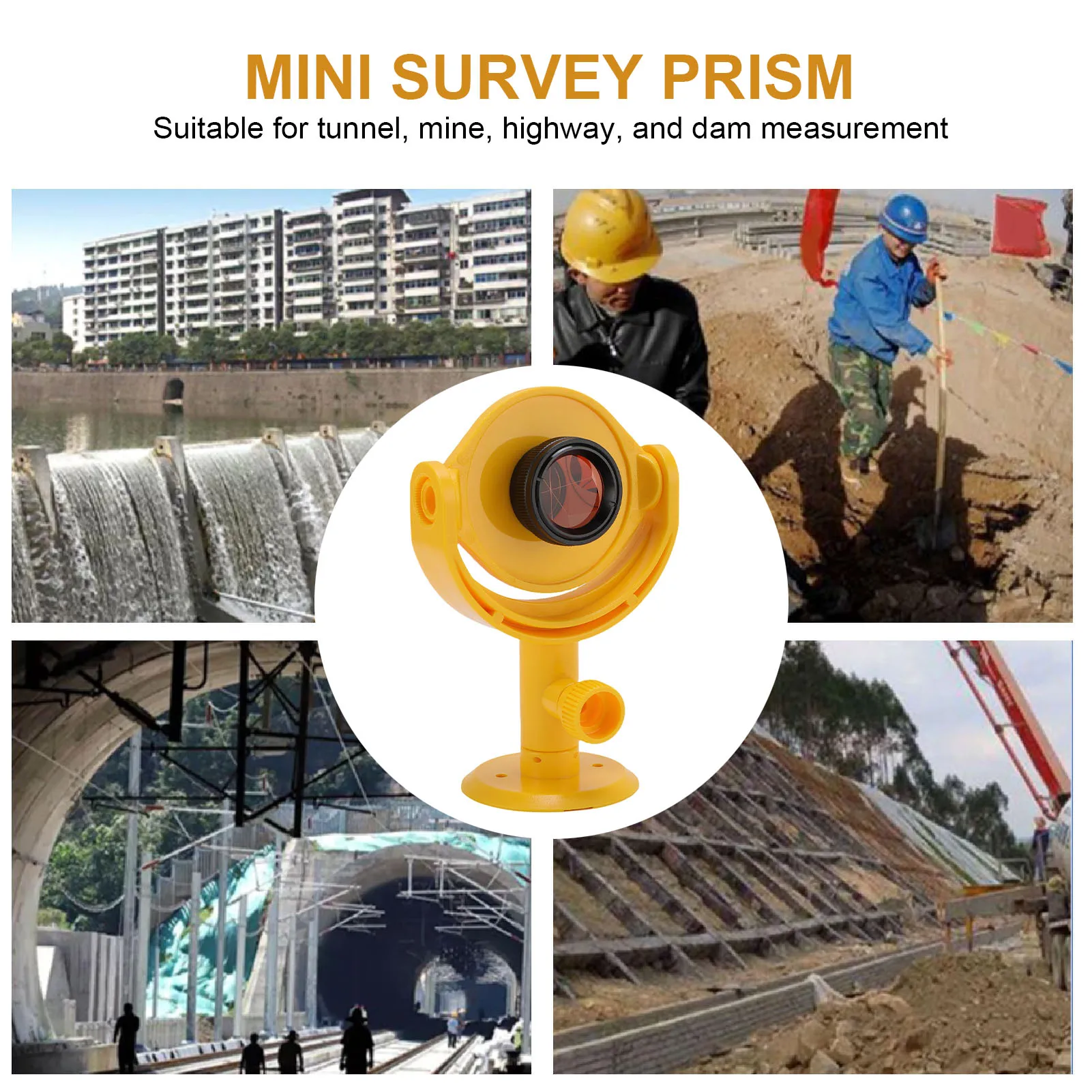 منشور صغير مع قوس منشور قابل للإمالة لمسح المحطة الإجمالية + 17.5 مم عدسة زجاجية بصرية ثابتة غطاء أصفر