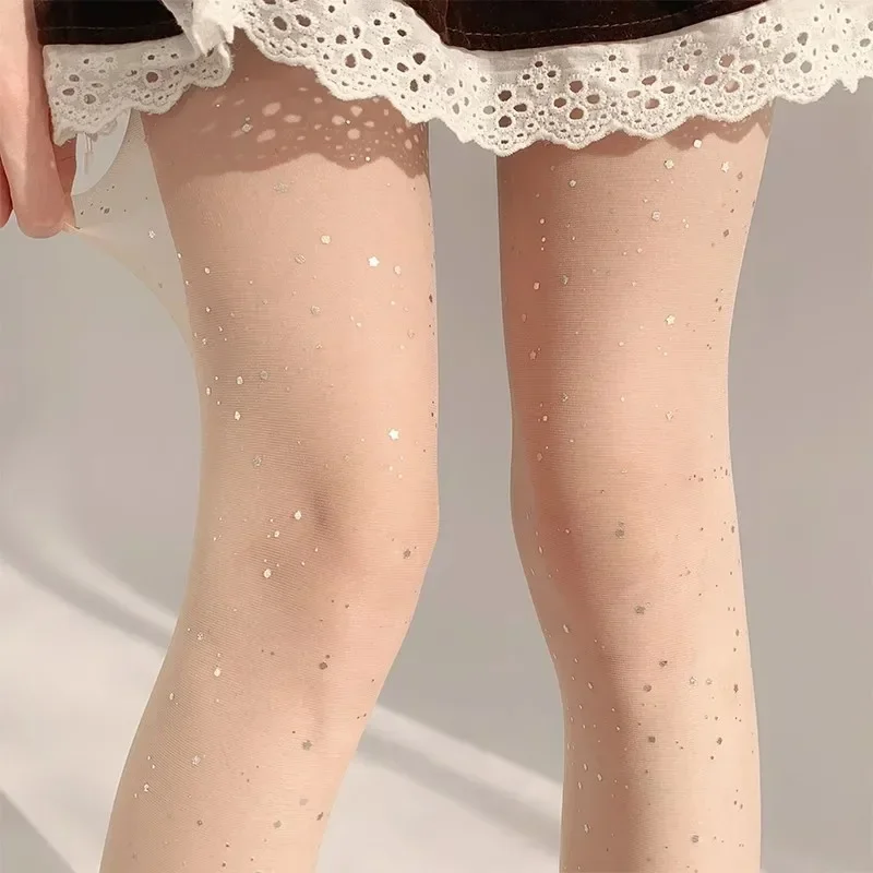 New FishnetSequin Stockings Women Sexy Fashion Shiny Net Tights Female Slim Rhinestone Mesh Nylon Hot Tights Sexy Stockings 2024