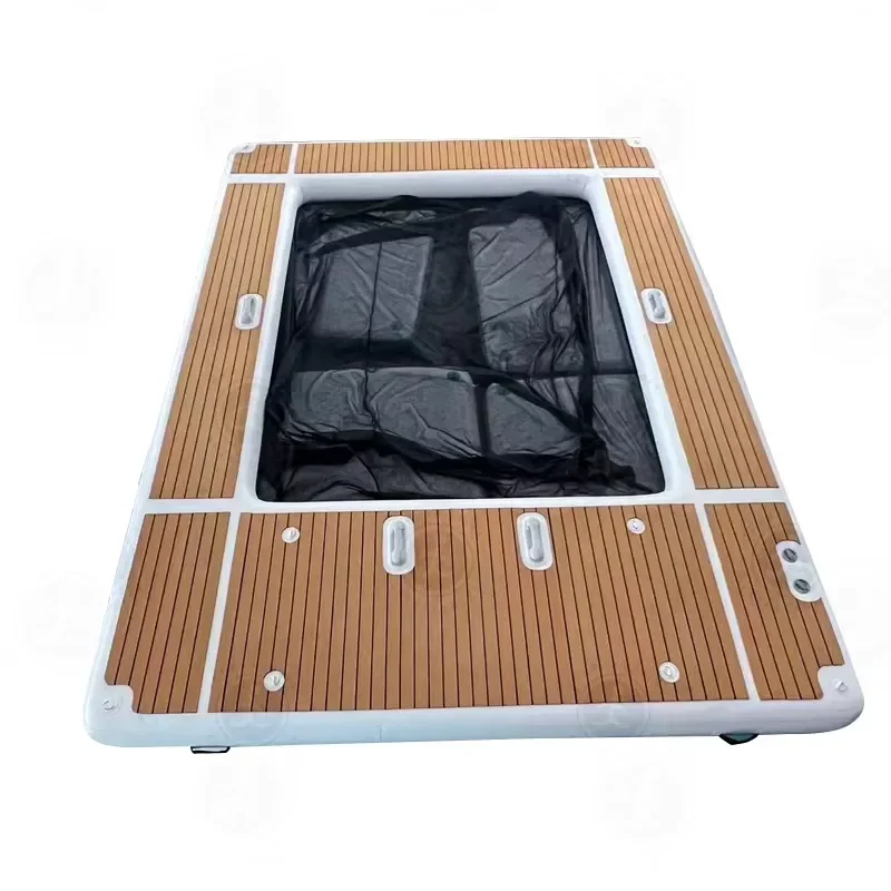 Commercial Customized High Quality DWF Material Yacht Pool Floating Ocean Inflatable Sea Swimming Pool with Net and Lounger