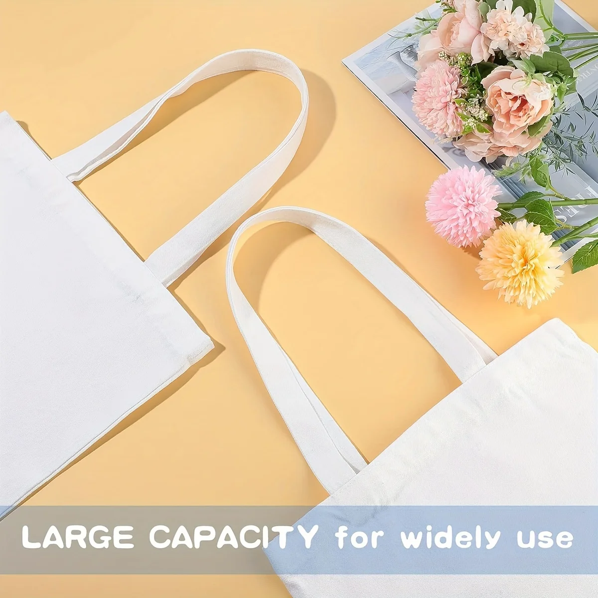 6-Pack Blank White/Black/Beige DIY Canvas Totes,Versatile, Cotton Bags for  Sublimation,Shopping,Crafts, and Gifts