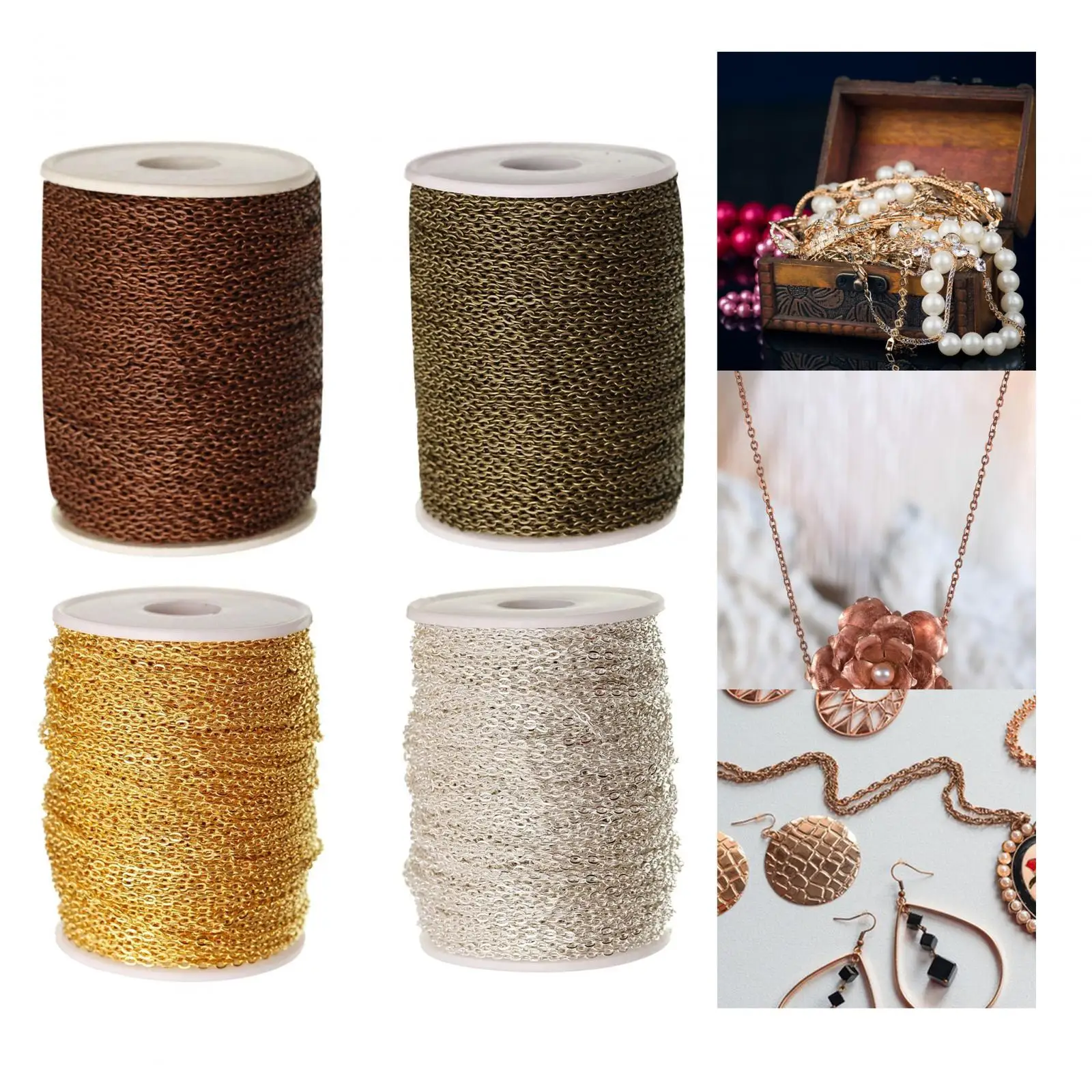 Link Cable Chain Handcrafts Iron 5M Chain Roll for Making Keychain Pendants