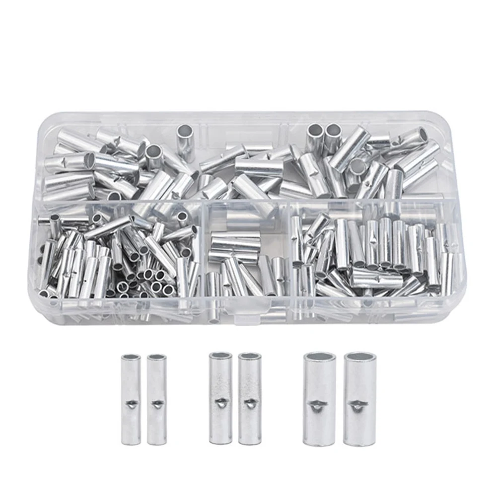 With A Built-in Wire Stop Barrier Wire Butt Connector Auto DIY Wire Connector Stable 200PCS Non Insulated Butt Connectors