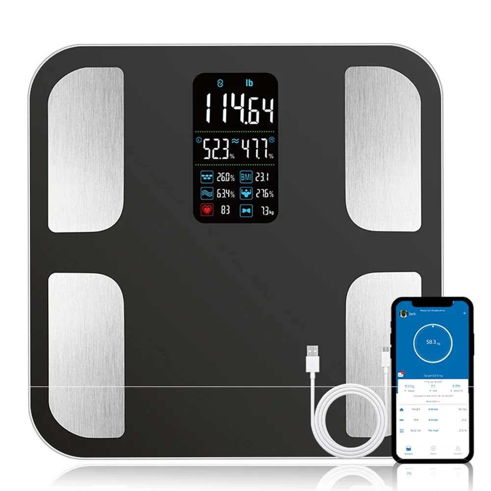 Rechargeable Weight Scale LED Display Electronic Body Fat Scale