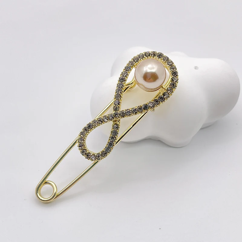 Fashion New Rhinestone Brooch Pisces Pin Women Pearl Lapel Pin Sweater Dress Buckle Pin Jewelry Brooch Pin Badge Buckle Accessor
