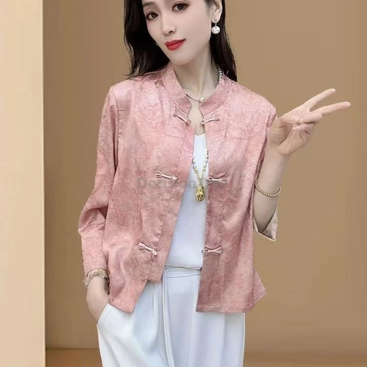 

2025 high-end trendy popular retro tang suit coat chic Swallowtail button design coat elegant temperament printed chinese coat