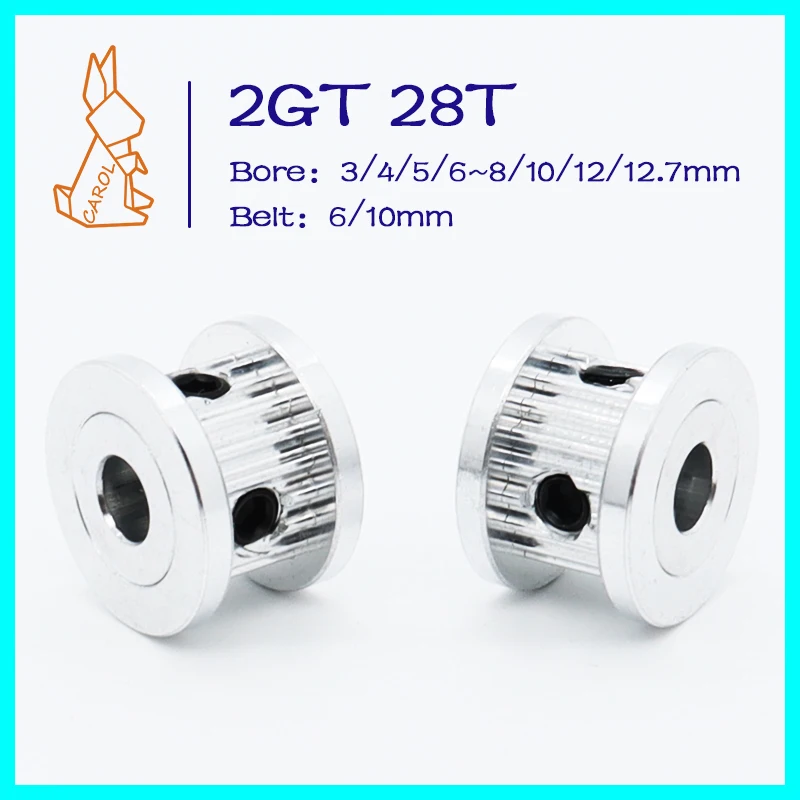 

28Teeth 2GT Idler Timing Pulley Bore 4/5/6~10/12/12.7mm Synchronous Wheels Tensioning Belt Width 6/10mm 3D Printer Idler GT2 28T