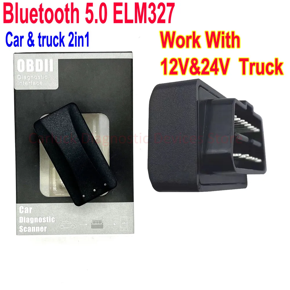 ELM327 V1.5 Truck OBD2 Scanner For Car Truck ELM 327 OBD Diagnostic Tool For Android Auto Code Reader Work on 12V 24V vehicles