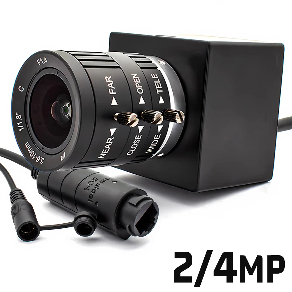 RTSP HD 2/4MP POE IP Camera 3.6-10mm Manual Zoom Indoor Mini Industrial Security Onvif P2P CCTV Camera System Video Surveillance