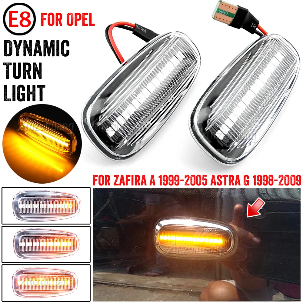 2Pcs LED Dynamic Fender Side Marker Light Turn Signal Lamps For Opel Frontera B/Speedster Astra G/Zafira A/Cadillac STS Vauxhal