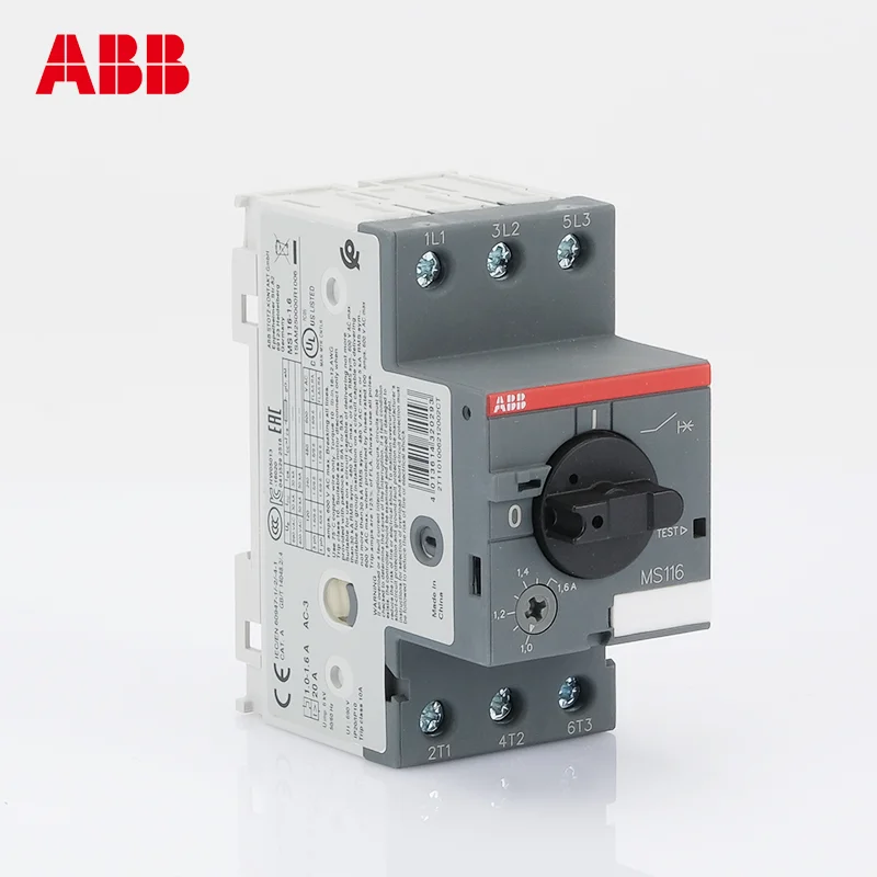 Imagem -02 - Interruptor do Interruptor do Protetor do Motor Abb Ms116 Ms1160.4a 0.63a 1a 1.6a 2.5a 6.3a 10a 16a 20a 25a 32a