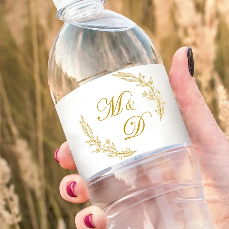 30 sztuk spersonalizowane etykiety etykiety na butelki naklejki liście Decor dostosowane nazwa tekst urodziny chrzest Wedding Bar Mitzvah Decor