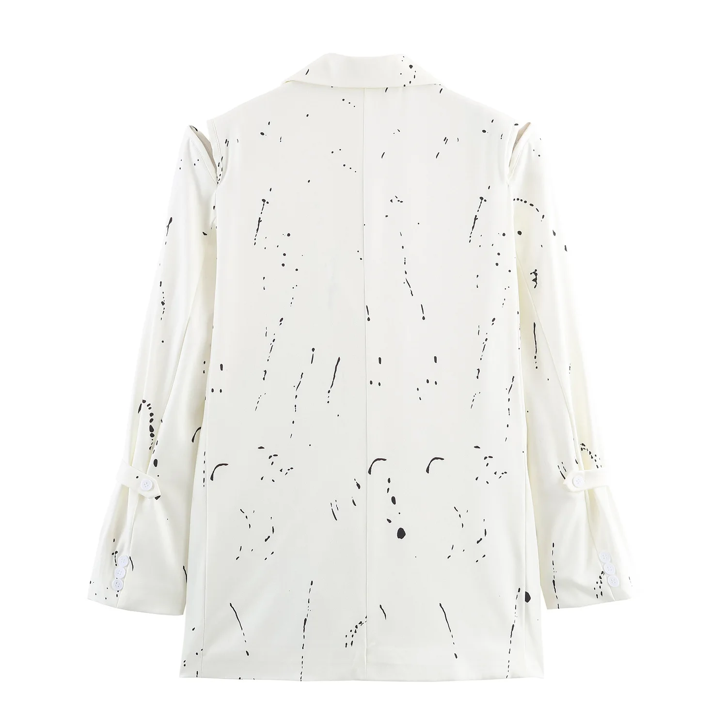 سترة عصرية جديدة لخريف 2025 عبر الحدود أوروبية وأمريكية أنيقة وطية صدر السترة مطبوعة بالحبر مكشوفة الأكتاف