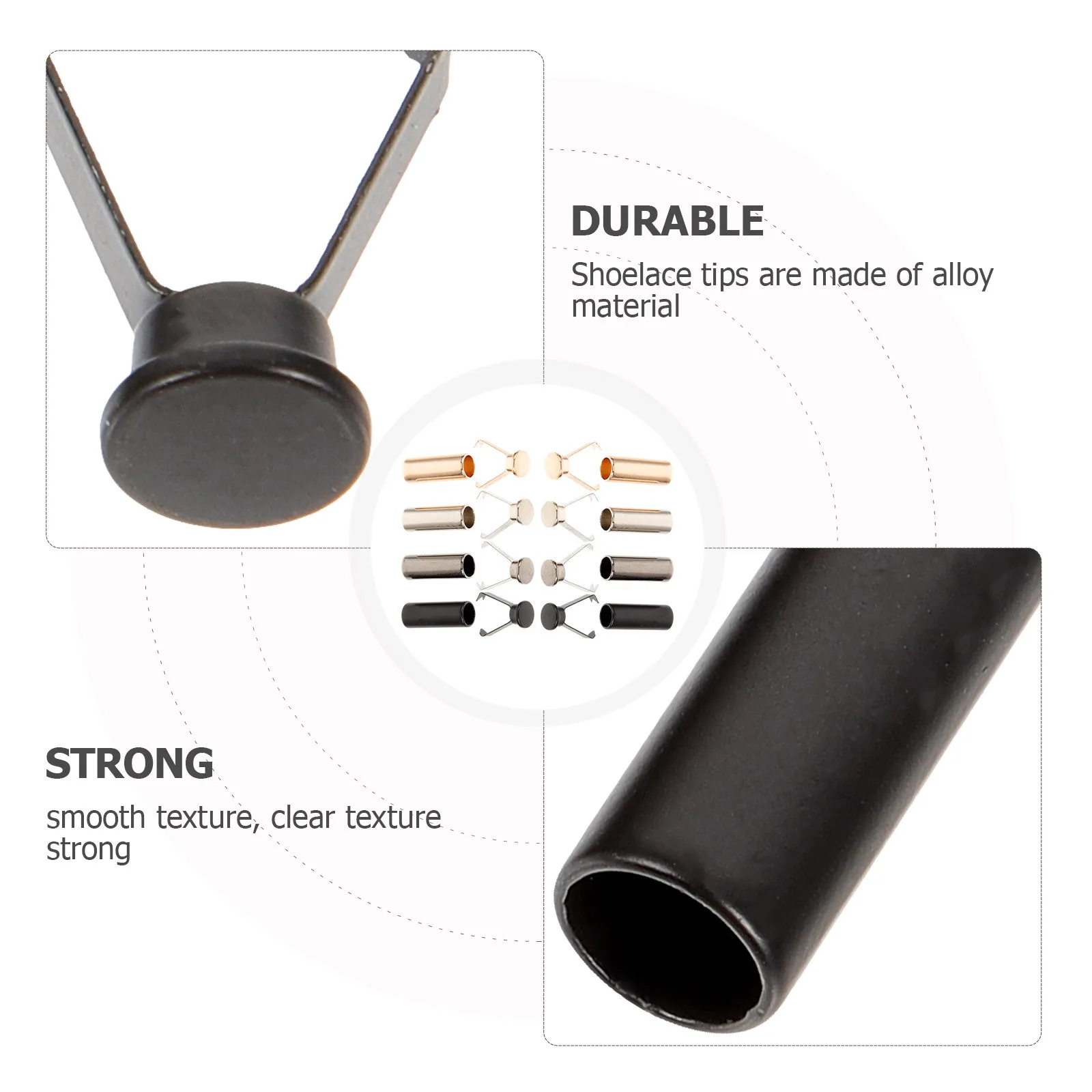 

8Pcs Strong Alloy Shoelace Tips Metal Aglets Replacement Shoe Lace Ends Smooth Cord End Caps for DIY Sneaker Hat Belt Repair